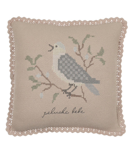 Cross Stitch Knit Pillow - Taupe