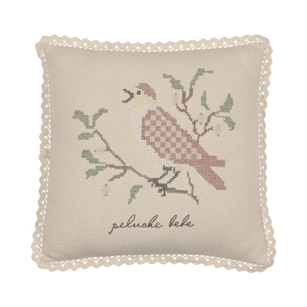 Cross Stitch Knit Pillow - Stone Rose