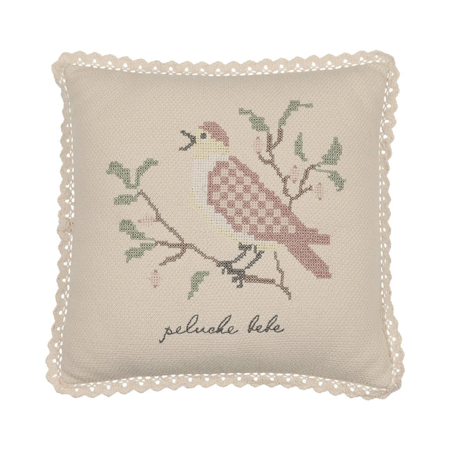 Cross Stitch Knit Pillow - Stone Rose