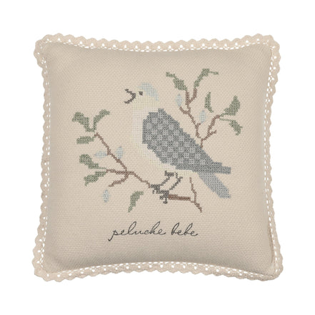 Cross Stitch Knit Pillow - Stone Blue