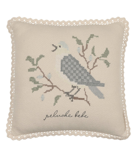 Cross Stitch Knit Pillow - Stone Blue