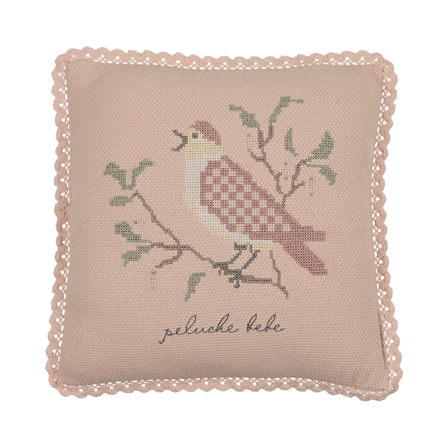 Cross Stitch Knit Pillow - Rose