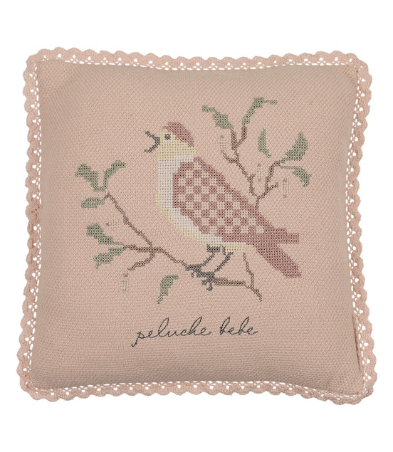 Cross Stitch Knit Pillow - Rose