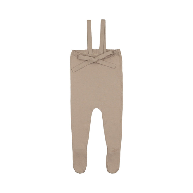 Knit Tied Suspender Overalls - Taupe