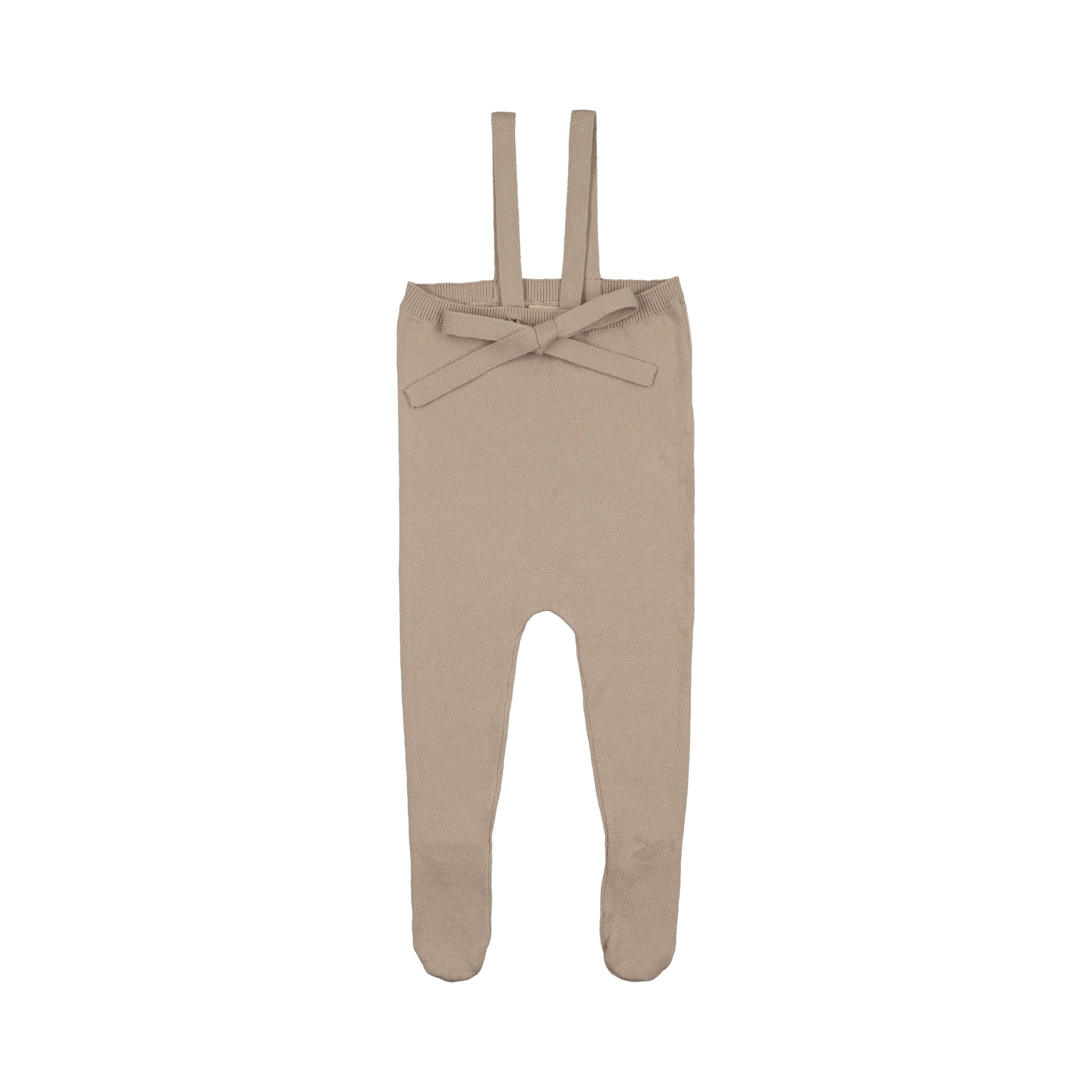 Knit Tied Suspender Overalls - Taupe