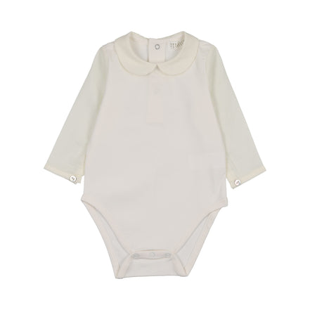 Shirtsleeve Bodysuit with Button - Cream