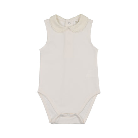 Sleeveless Bodysuit with Crochet Trim - Ecru