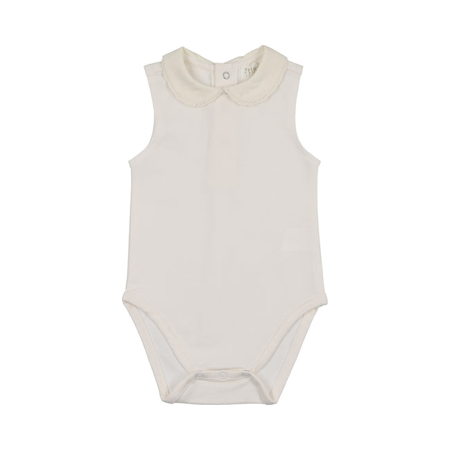 Sleeveless Bodysuit with Crochet Trim - Ecru
