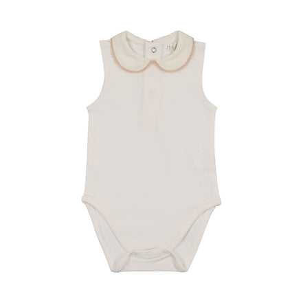 Sleeveless Bodysuit with Crochet Trim - Rose