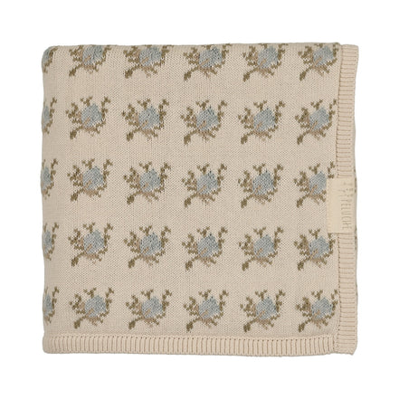 Floral Intarsia Knit Blanket - Powder