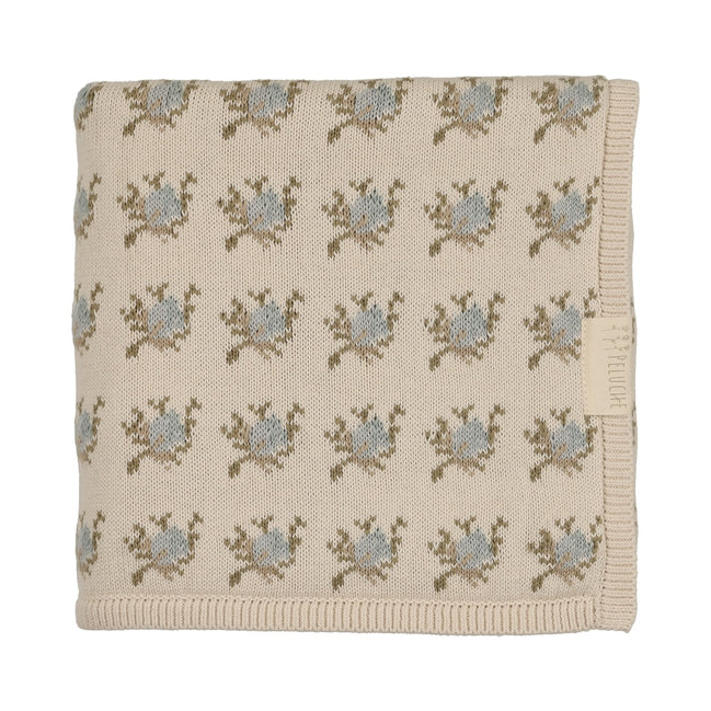 Floral Intarsia Knit Blanket - Powder