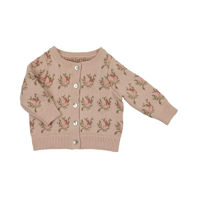 Floral Intarsia Knit Cardigan - Rose