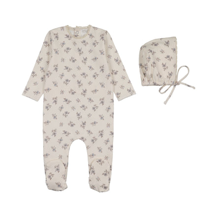 Blossom Footie + Bonnet - Powder