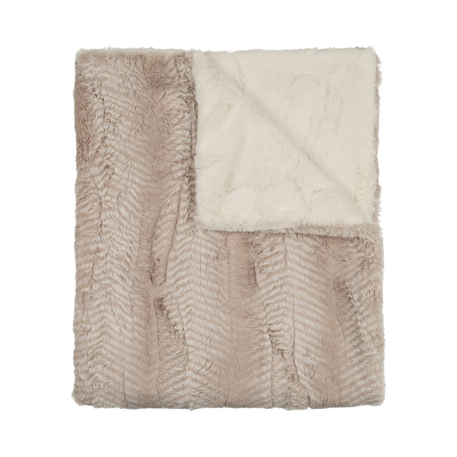 Lux Fur Blankets - Feather Beige and Natural