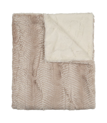 Lux Fur Blankets - Feather Beige and Natural