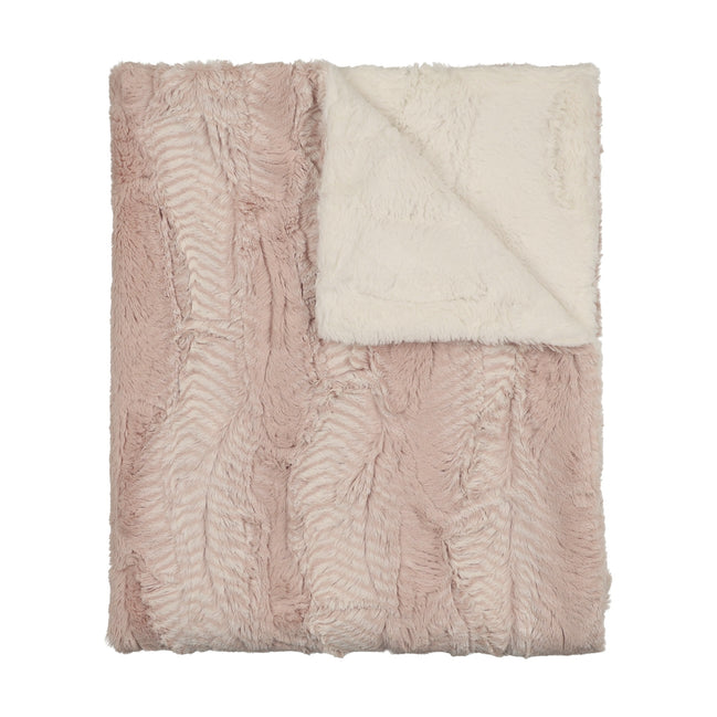 Lux Fur Blankets - Feather Rose and Natural