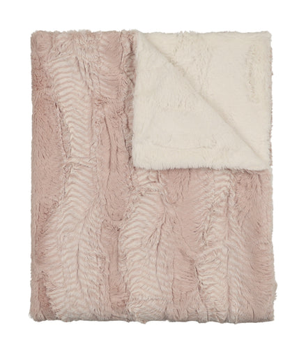 Lux Fur Blankets - Feather Rose and Natural