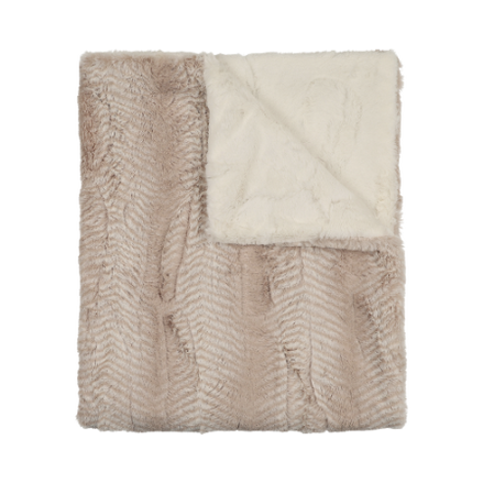 Lux Fur Blankets - Feather Beige and Natural