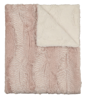 Lux Fur Blankets - Feather Rose and Natural