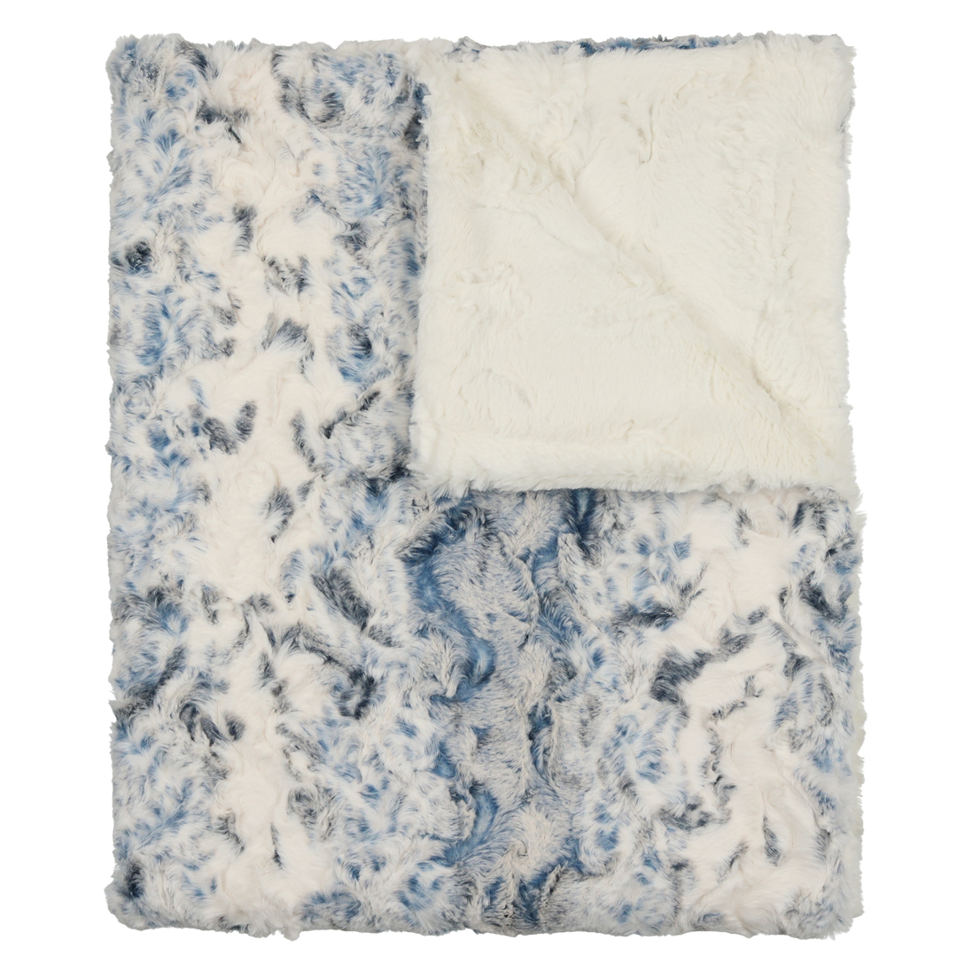 Lux Fur Blankets - Speckled Blue and Natural