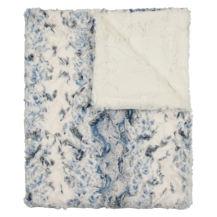 Lux Fur Blankets - Speckled Blue and Natural