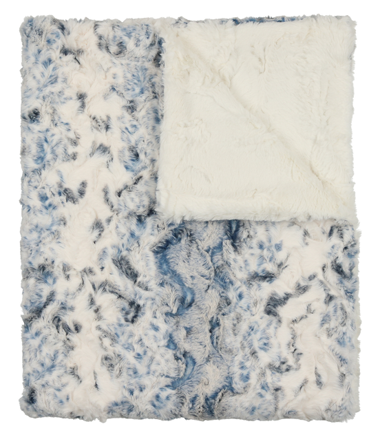 Lux Fur Blankets - Speckled Blue and Natural