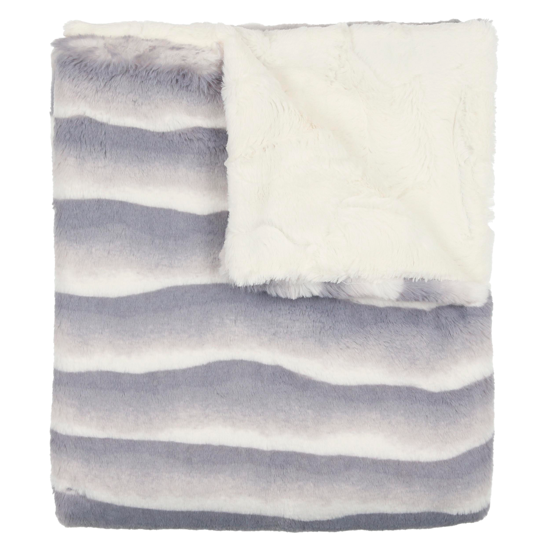Lux Fur Blankets - Super Fluff Gray Ombre and Natural
