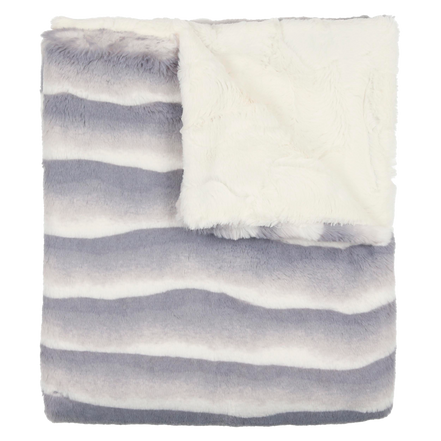 Lux Fur Blankets - Super Fluff Gray Ombre and Natural
