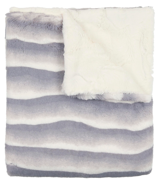 Lux Fur Blankets - Super Fluff Gray Ombre and Natural