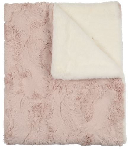 Lux Fur Blankets - Rose and Natural Super Fluff