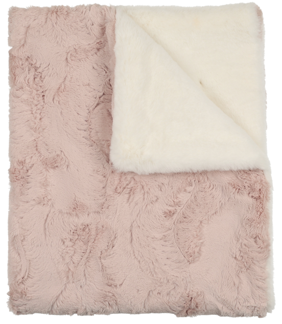 Lux Fur Blankets - Rose and Natural Super Fluff