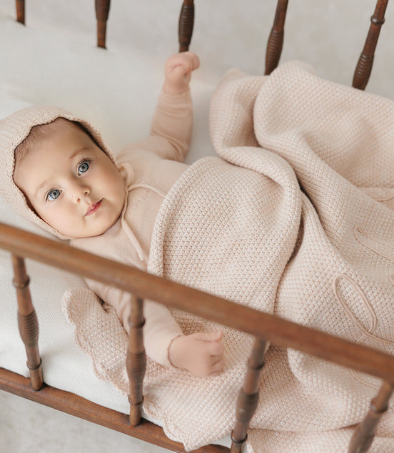 Scalloped Mélange Bebe Bonnet - Rose