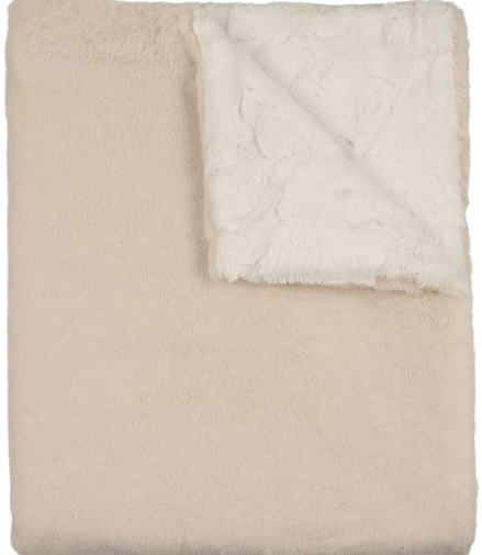 Lux Fur Blankets - Beige and Natural Super Fluff