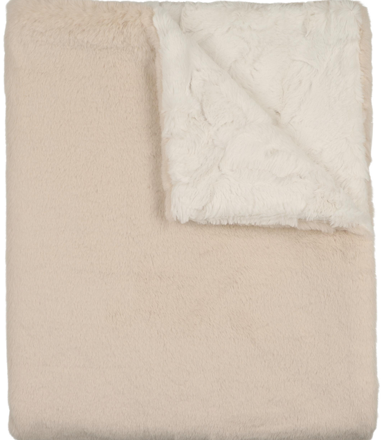 Lux Fur Blankets - Beige and Natural Super Fluff