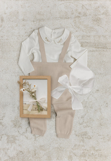 Knit Suspender Leggings - Taupe