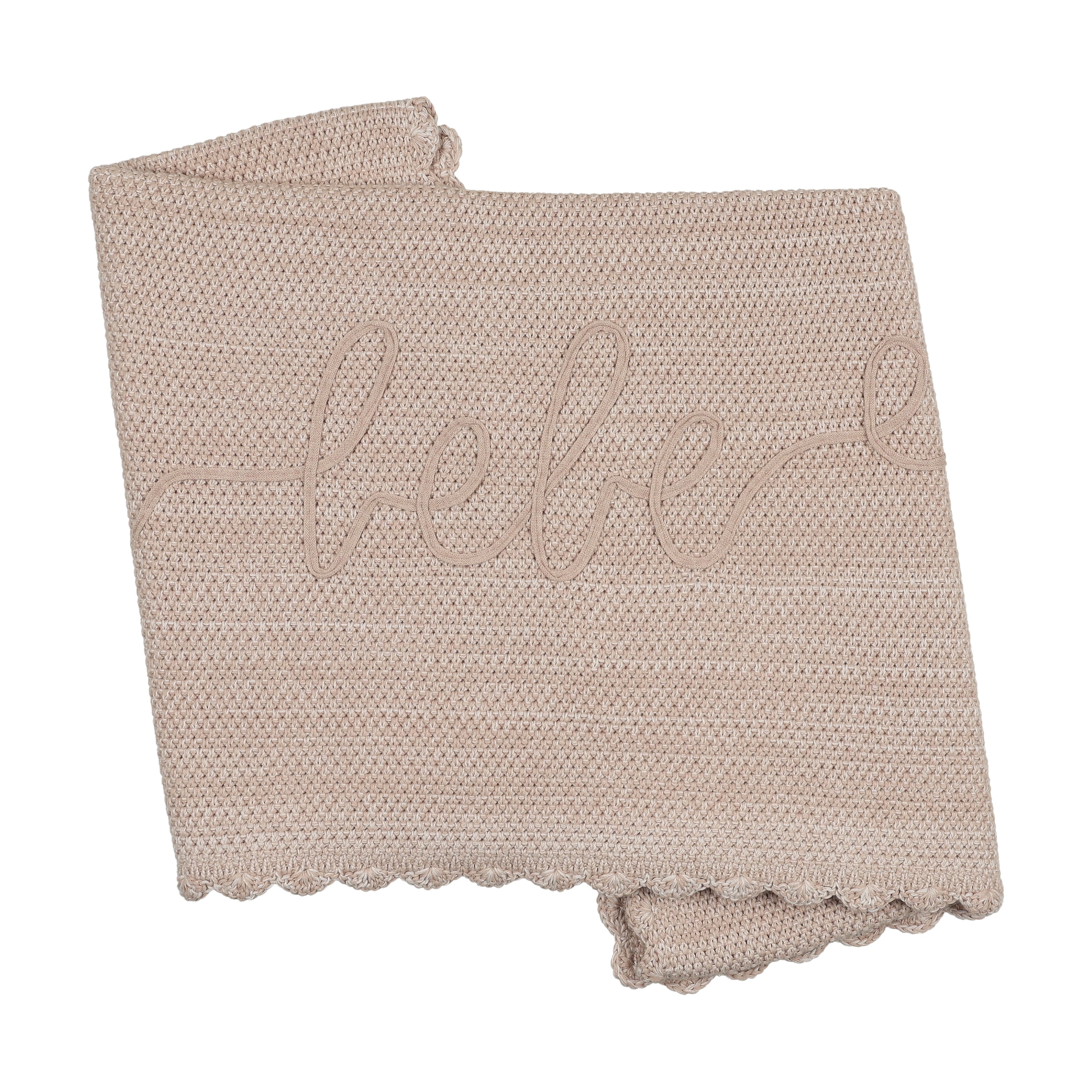 Scalloped Mélange Bebe Blanket - Taupe