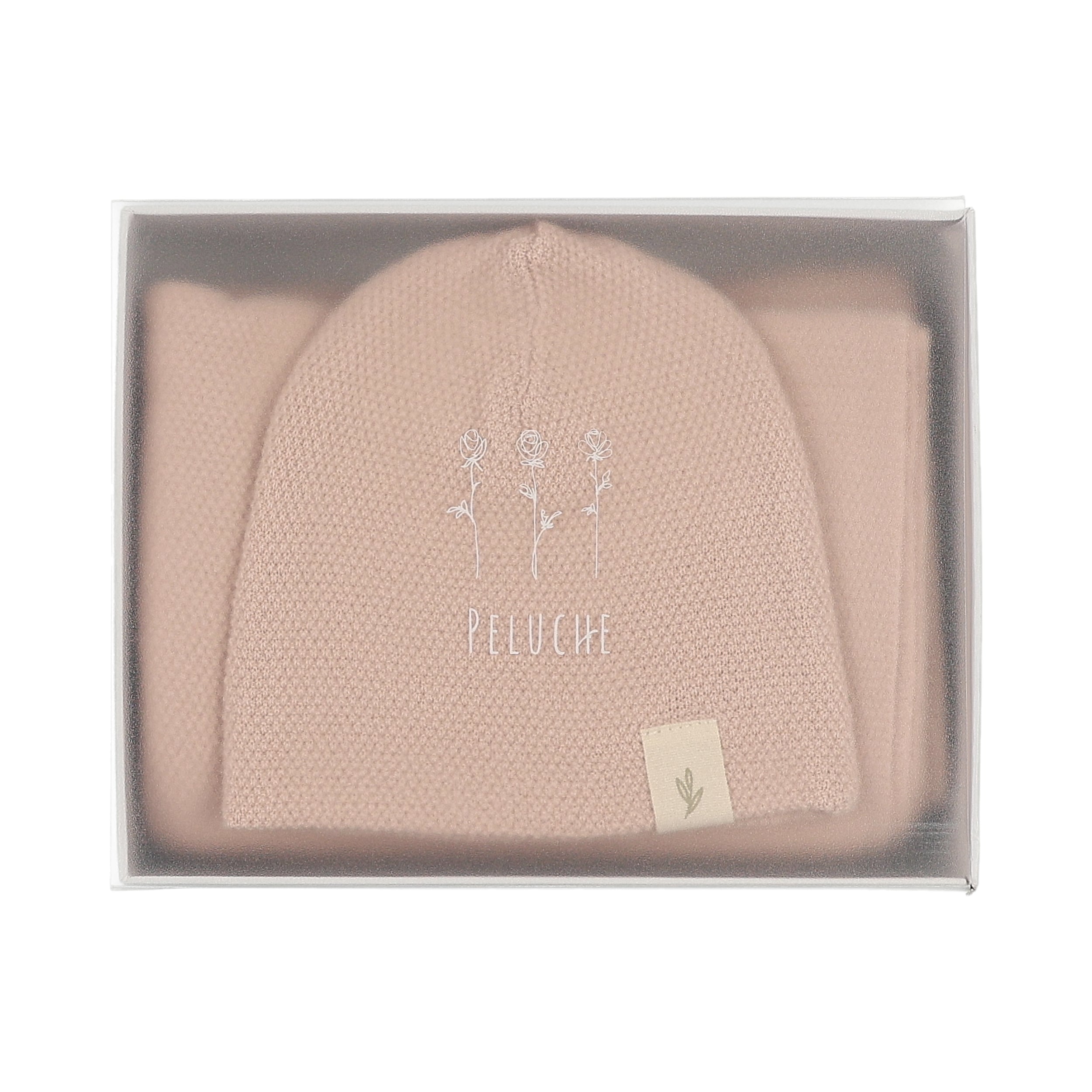 Knit Swaddle + Beanie Set - Rose