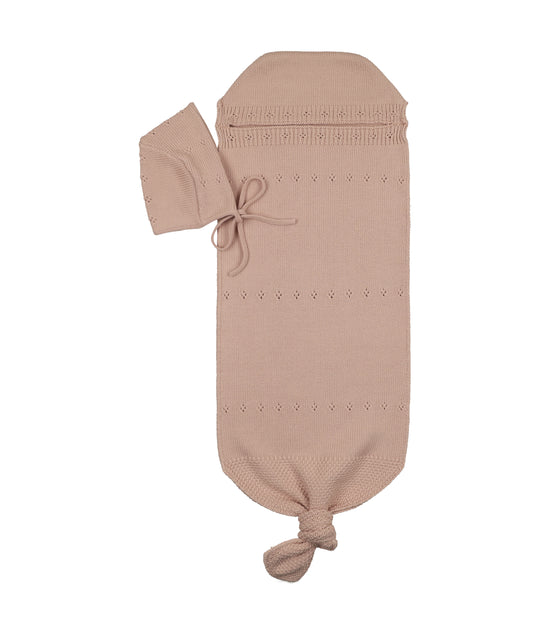 Pointelle Cocoon and Bonnet - Rose