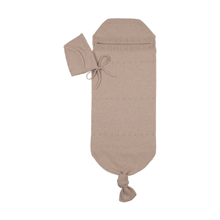 Pointelle Cocoon and Bonnet - Taupe