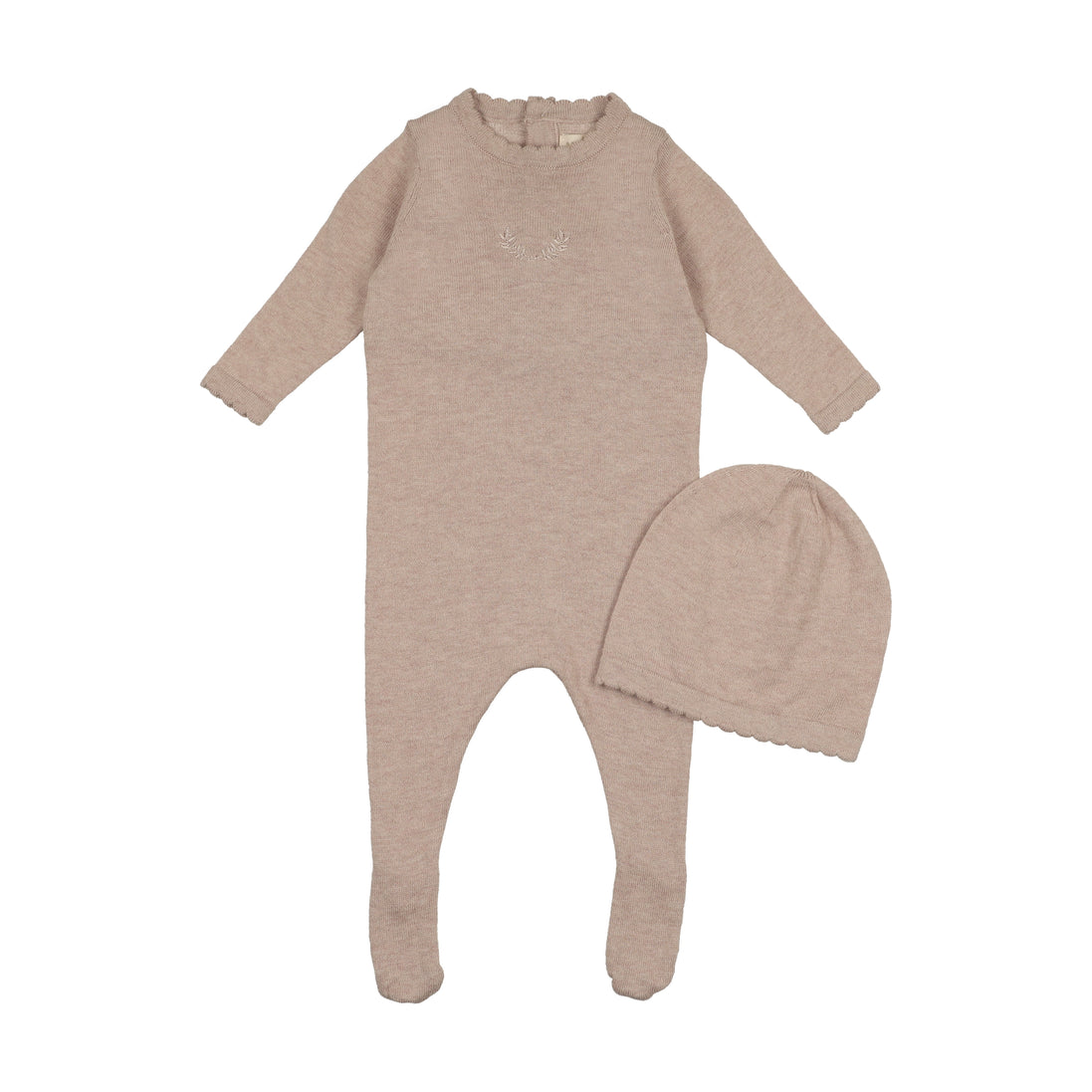 Signature Knit Footie + Beanie - Taupe