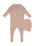 Signature Knit Footie + Beanie - Rose