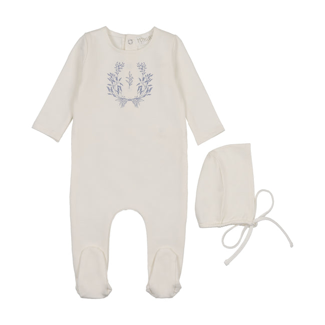 Botanical Blue Footie + Bonnet