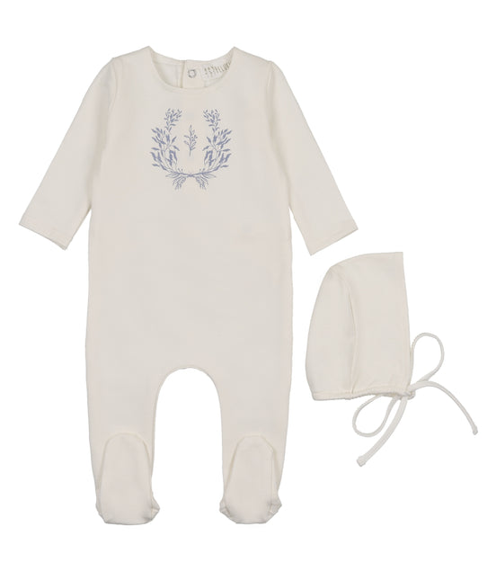 Botanical Blue Footie + Bonnet