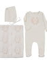 Botanical Pink Footie + Bonnet + Swaddle