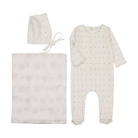 Teakettle Footie + Bonnet + Swaddle - Pink