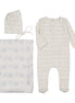Teakettle Footie + Bonnet + Swaddle - Blue