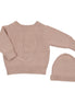 Embossed Reversible Cardigan + Beanie Set – Rose