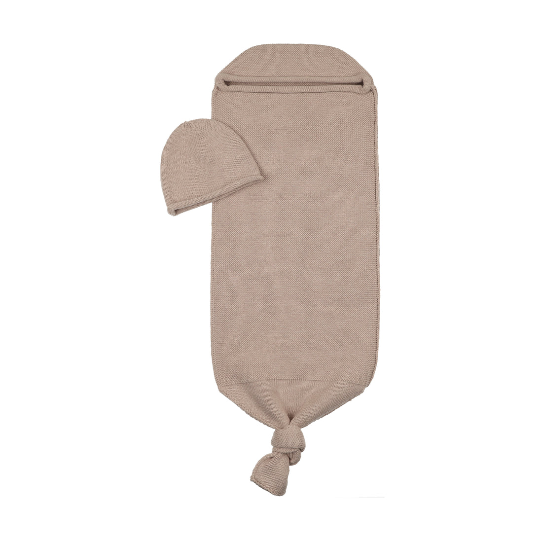 Flat Knit Cocoon and Beanie - Taupe