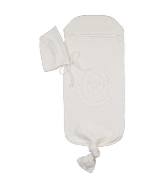 Peluche Bebe Embossed Cocoon + Bonnet - Cream
