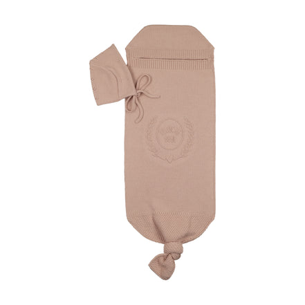 Peluche Bebe Embossed Cocoon + Bonnet - Rose